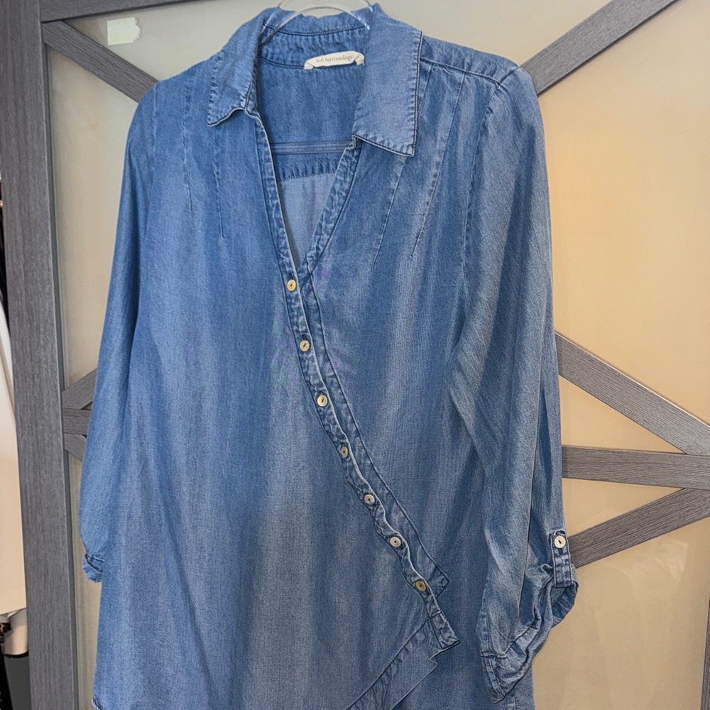 Soft Surroundings Blue Button Down Shirt - Picture 3 of 9